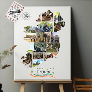 Ireland Map Photo Collage Template: Vacation Keepsake (Canva Editable)