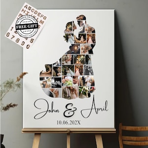Wedding Couple Photo Collage Template |Editable + Printable Canva Template |Custom Wedding Anniversary |DIY Bride And Groom Photo Collage