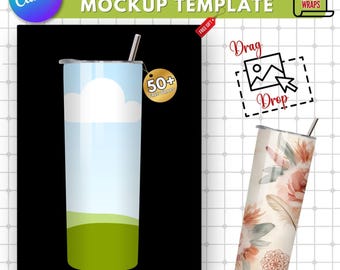 Editable Tumbler Mockup: Canva Template, Drag & Drop 20oz (Digital Download)