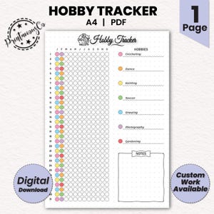 Hobby Tracker: A4 Printable Journal Page (PDF)