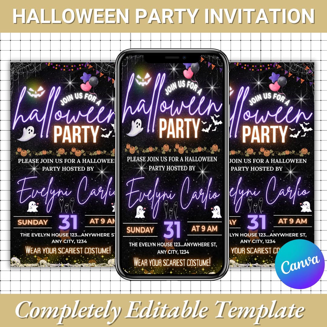 Editable Spooky Halloween Party Invitation Canva Template - Etsy