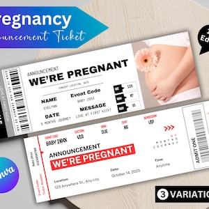Editable Pregnancy Announcement Ticket Template|Custom Baby Reveal Concert Ticket|Birth Announcement Ticket|Printable Pregnancy Announcement