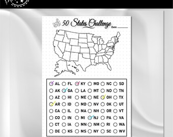 Printable 50 States Checklist Bucket List 50 States Challenge 50 United ...