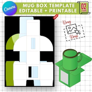 Editable Mug Box Canva Frame Template |Custom Mug Holder Template |DIY Mug Gift Box Template |Personalized Gift Box |Mug Packaging Template