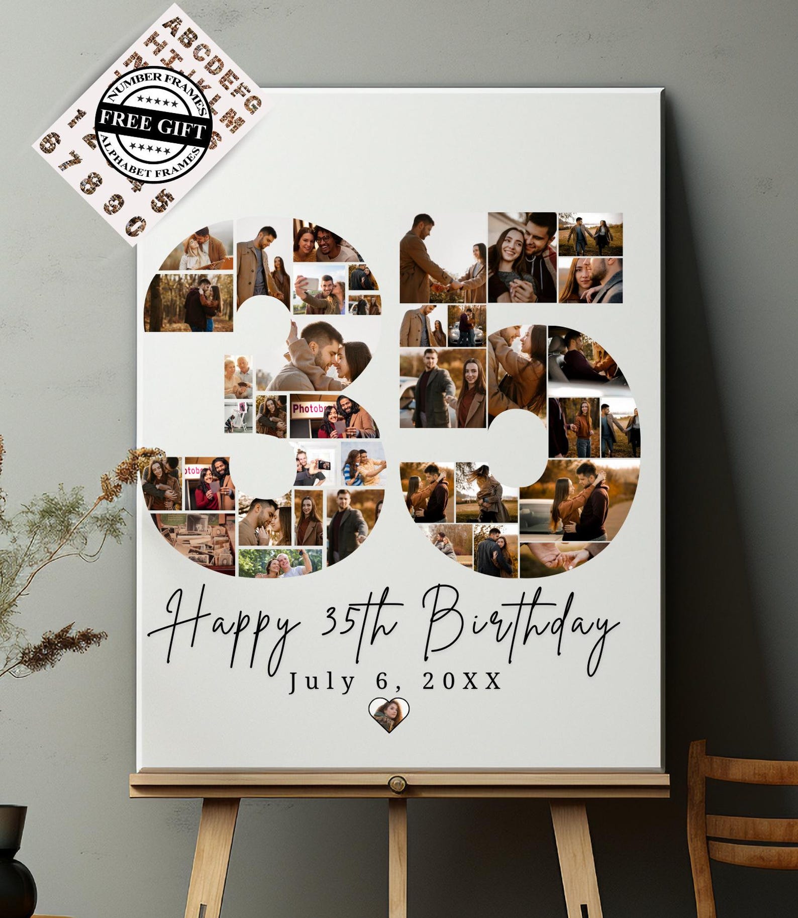 35th Birthday Number Photo Collage Gift | Canva Templates (digital ...