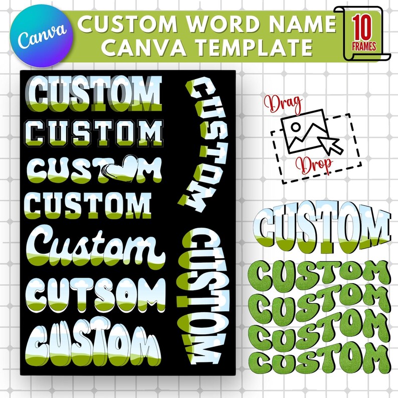 Custom Word Arched Canva Frame Template: Varsity Letters (digital ...