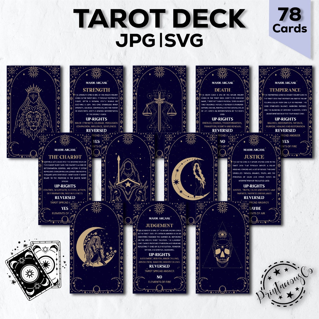 Tarot Card Deck Printable | Tarot Cards Svg | Tarot Cards Print | Tarot ...