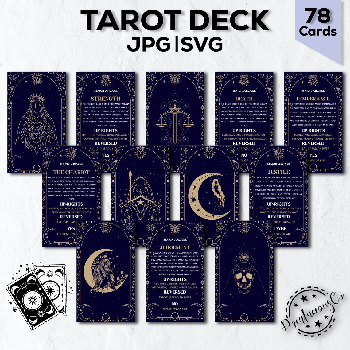 Tarot Card Deck Printable Tarot Cards Svg Tarot Cards Print Tarot Deck ...