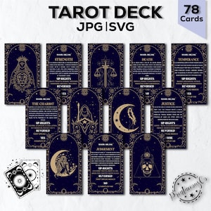 Afdrukbaar tarotkaartspel | Tarotkaarten Svg | Tarotkaarten afdrukken | Afdrukbare tarotkaarten | Tarotkaartenspel | Afdrukbaar digitaal tarotdeck