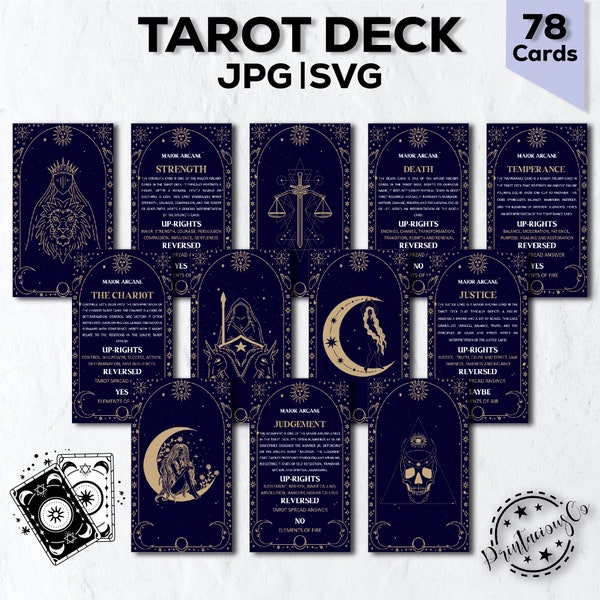 Tarot Card Deck Printable | Tarot Cards Svg | Tarot Cards Print | Tarot Deck Printable | Tarot Cards Deck | Printable Digital Tarot Deck