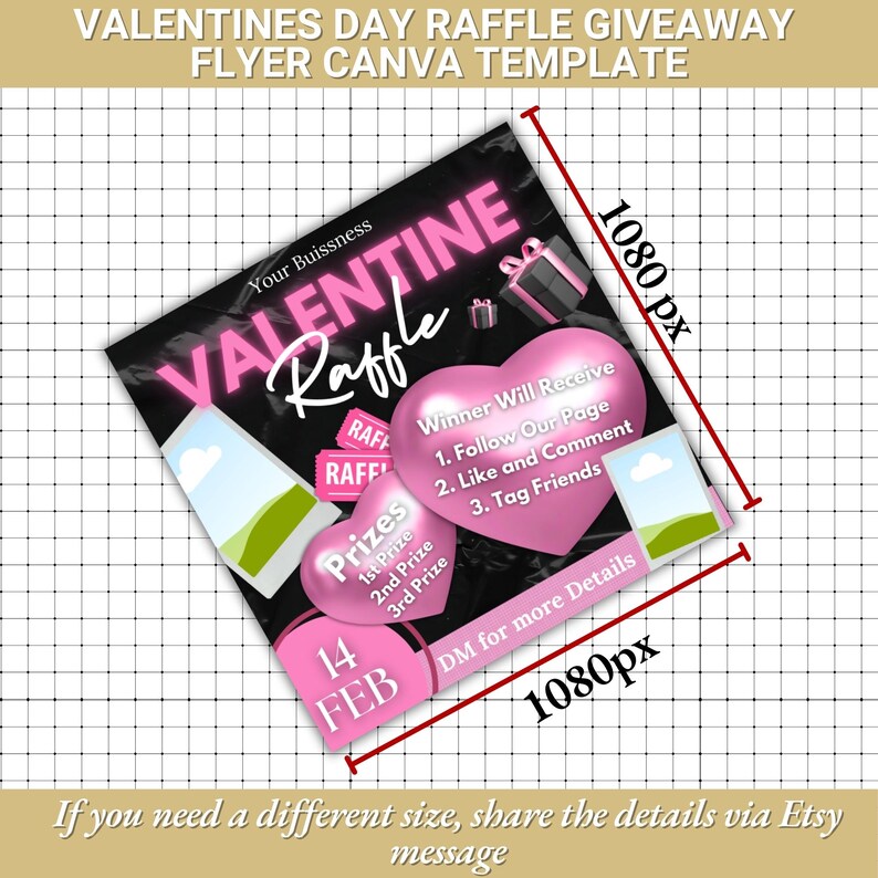 Valentine's Day Raffle Flyer Template: Editable Canva Design (digital ...