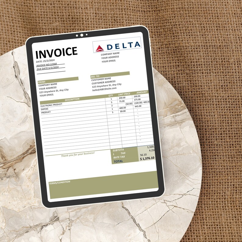 Editable Business Invoice Template: Modern Excel & Canva (instant ...