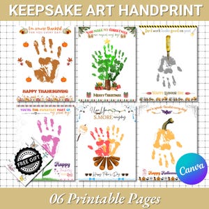 Love Handprint Art Template: DIY Kid&#39;s Keepsake (Printable Canva Template)