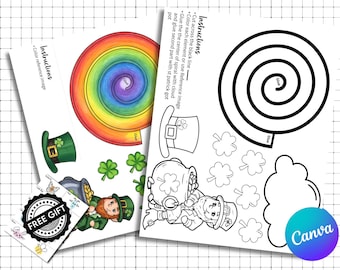 DIY St Patrick Rainbow Activity Printable |St Patricks Day Activity Craft |St Patrick Keepsake Art |Clover Leaf Art|Preschool Activity Craft