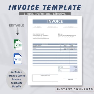 Invoice Template | Business Invoice | Modern and Professional Invoice | Editable Instant Download | Business Invoice | Printable Invoice
