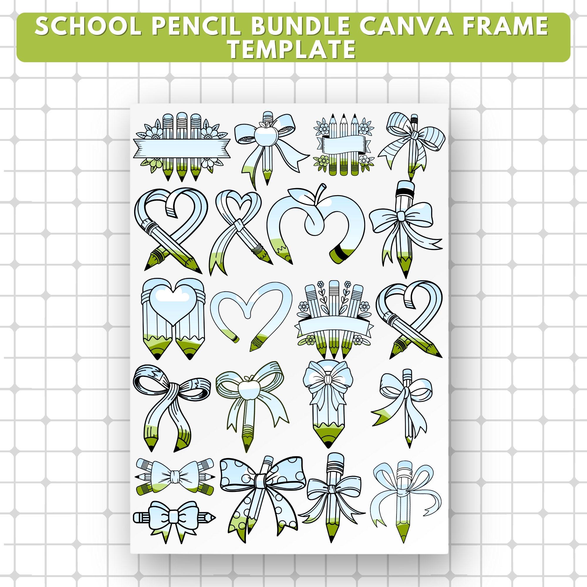 Editable School Pencil Frame Template: DIY Stationery Design (canva ...