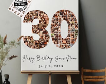 30歳の誕生日フォトコラージュギフト｜ナンバーフレームテンプレート（デジタルダウンロード）