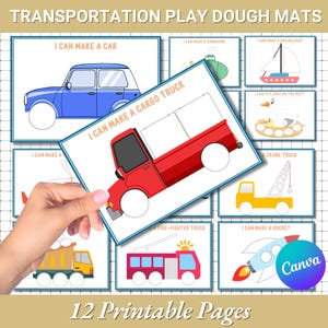 12 Tappetini di pasta modellabile per il trasporto Attività/Attività di abilità motorie/Schede visive per bambini in età prescolare Asilo nido Attività educativa Montessori