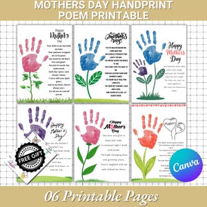 Mothers Day Handprint Poem Template |Printable Canva Template |Kids Handprint Art Gift |Poem Crafting For Children |Kids Gifts For Mama
