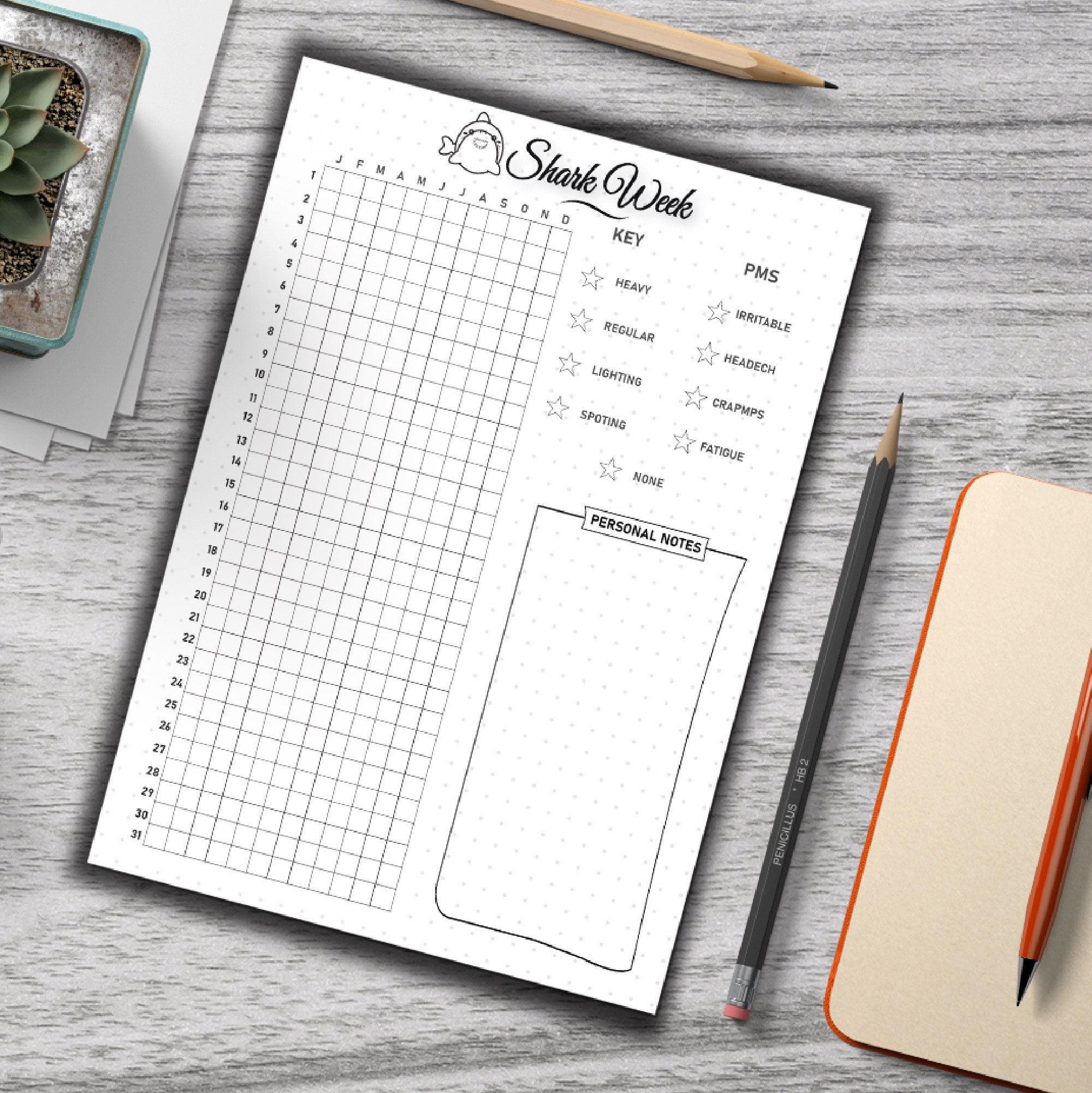 Period Tracker A4 Journal Page Printable Tracker Ovulation Tracker ...