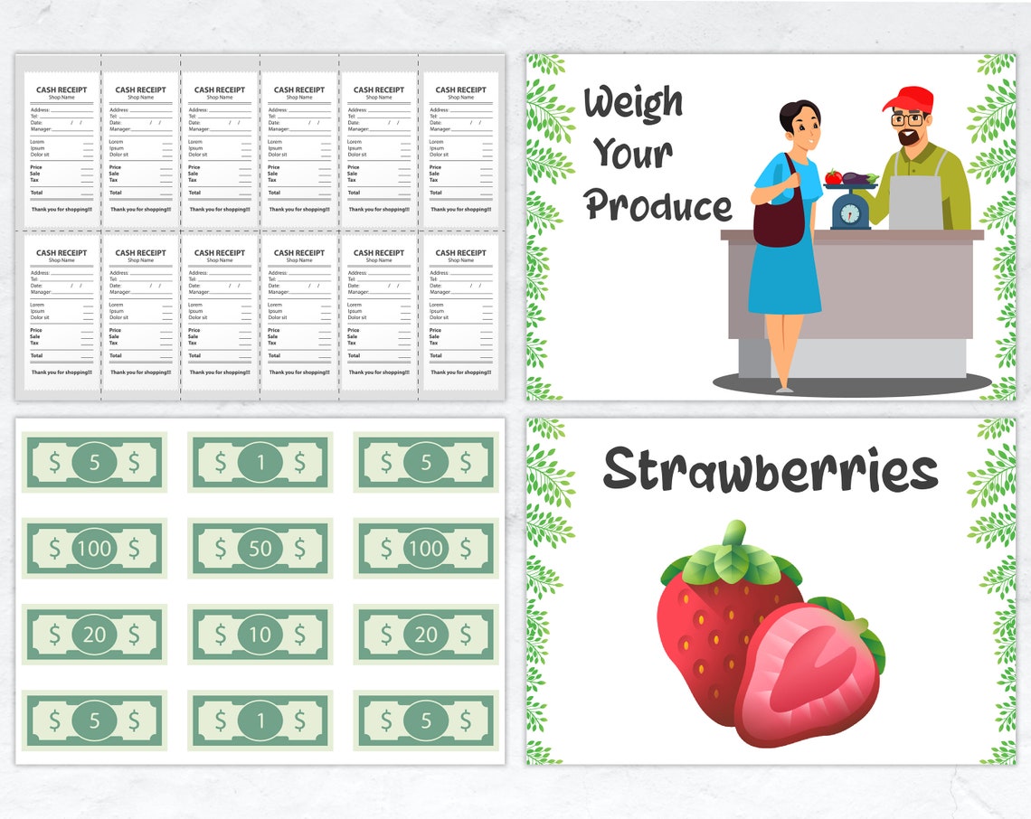 Farmer Market Pretend Play Printables Bundle Kids Pretend Dramatic Play ...