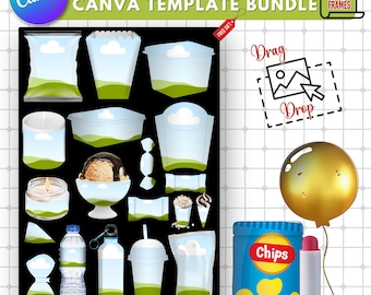 Party Favor Mockup Bundle: DIY Canva Template (Digital Download)