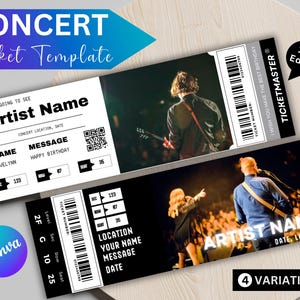 Bearbeitbare Konzertkartenvorlage | DIY Event Ticket | Ticketmaster Ticket |Eintrittskarten Vorlage |Druckbare Konzertkarten |Geschenk für Sie / Ihn