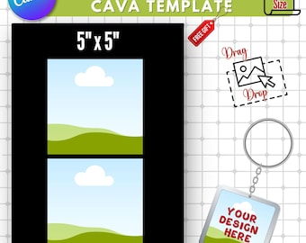 5" Square Keychain Template: Editable Canva Mockup (Digital Download)