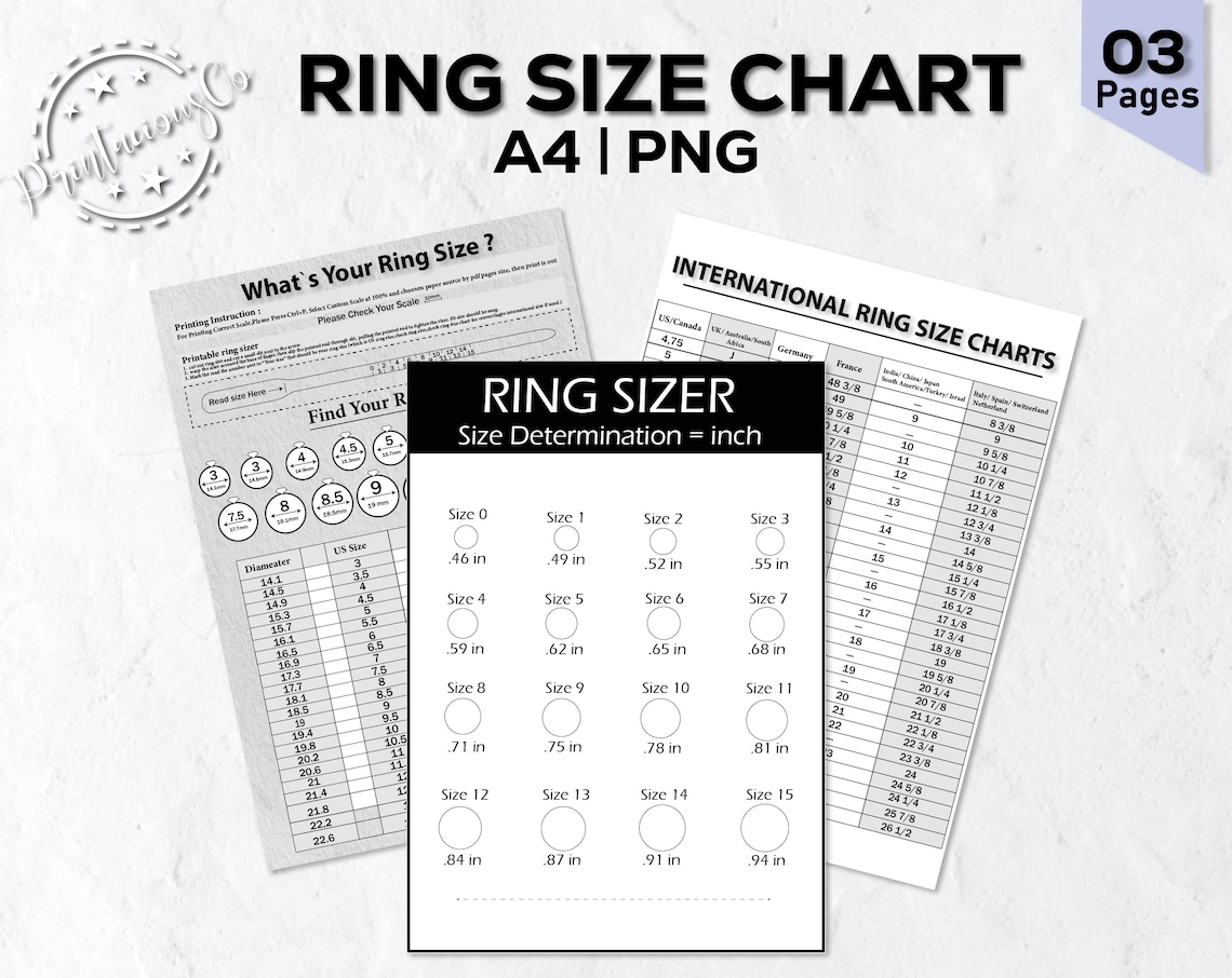 Ring Size Chart Printable Ring Sizer Ring Size Finder Printable
