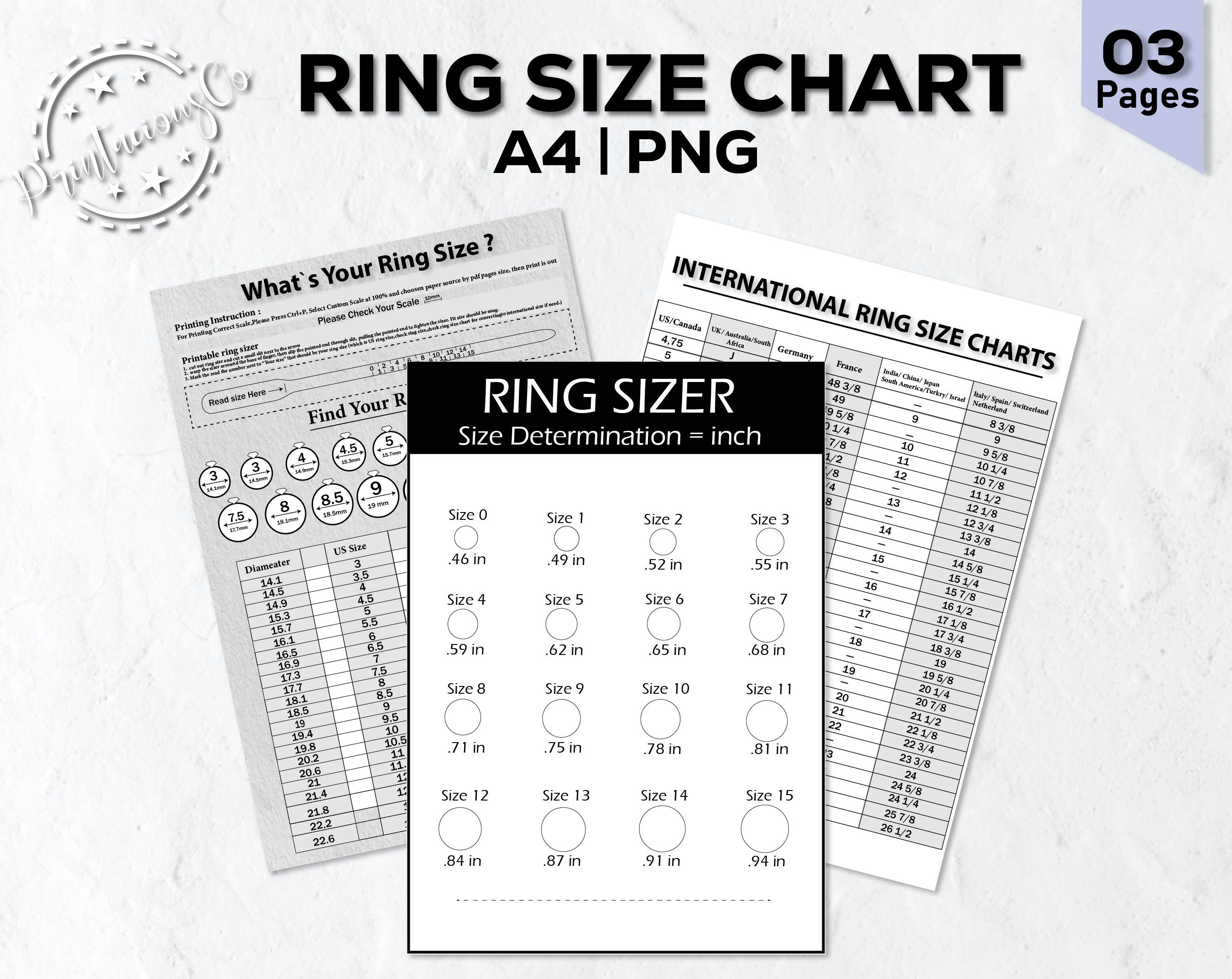 Ring Size Guide - Printable Ring Sizer - Find Your Ring Size - Easily Check  My Ring Size - Instant Download - Ring Size Measuring Tool