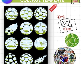 Soccer Ball Photo Collage Template: Custom Sports Gift (Canva Editable)