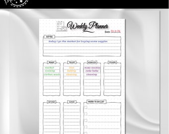 Weekly Planner | Weekly Calendar | A4 Journal Page | Printable Planner | Week At A Glance | Weekly Journal Page | Weekly To Do List