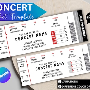 Bearbeitbares Ticketmaster Ticket |Konzertticket Vorlage |Bearbeitbare druckbare Konzertkarten Geschenkidee |Geschenk für sie / ihn |gefälschte Konzertkarte