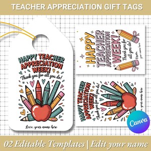 Teacher Appreciation Gift Tag | Printable Gift Tags | Canva Template | Gift Tags | Thank You Teacher Tag | Gift Tag | Teacher Appreciation