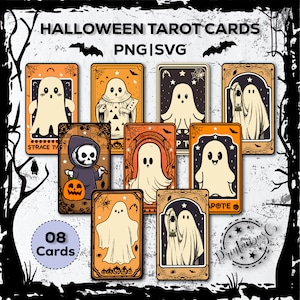 Niedliche Tarot-Karten-Svg | Niedliche Geist zwar | Niedliche Geist Tarot Karten | Halloween-Svg | Dateien schneiden | Tarot Karten Deck | Tarotkarten svg