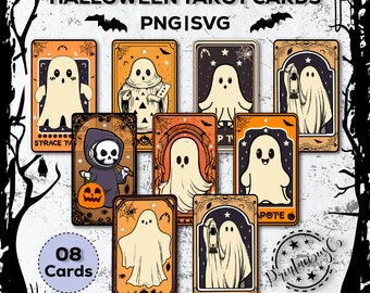 Cute Tarot Card Svg | Cute Ghost Svg | Cute Ghost Tarot Cards Svg | Halloween Svg | Cut Files | Tarot Card Deck Printable | Tarot Cards Svg