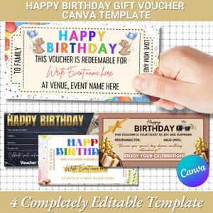 Editable Birthday Gift Voucher Template: Printable Canva Design