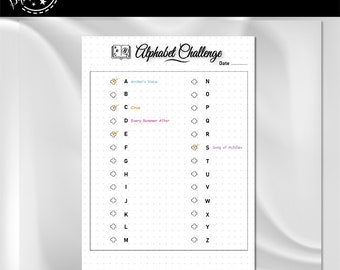 Alphabet Reading Challenge | A4 Journal Page | Reading Tracker | Reading Log | Printable Planner Page | Book Challenge | Reading Game