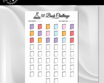 50 Book Reading Challenge | A4 Journal Page | Reading Tracker | Reading Log | Printable Planner Tracker | Book Challenge | Reading Game