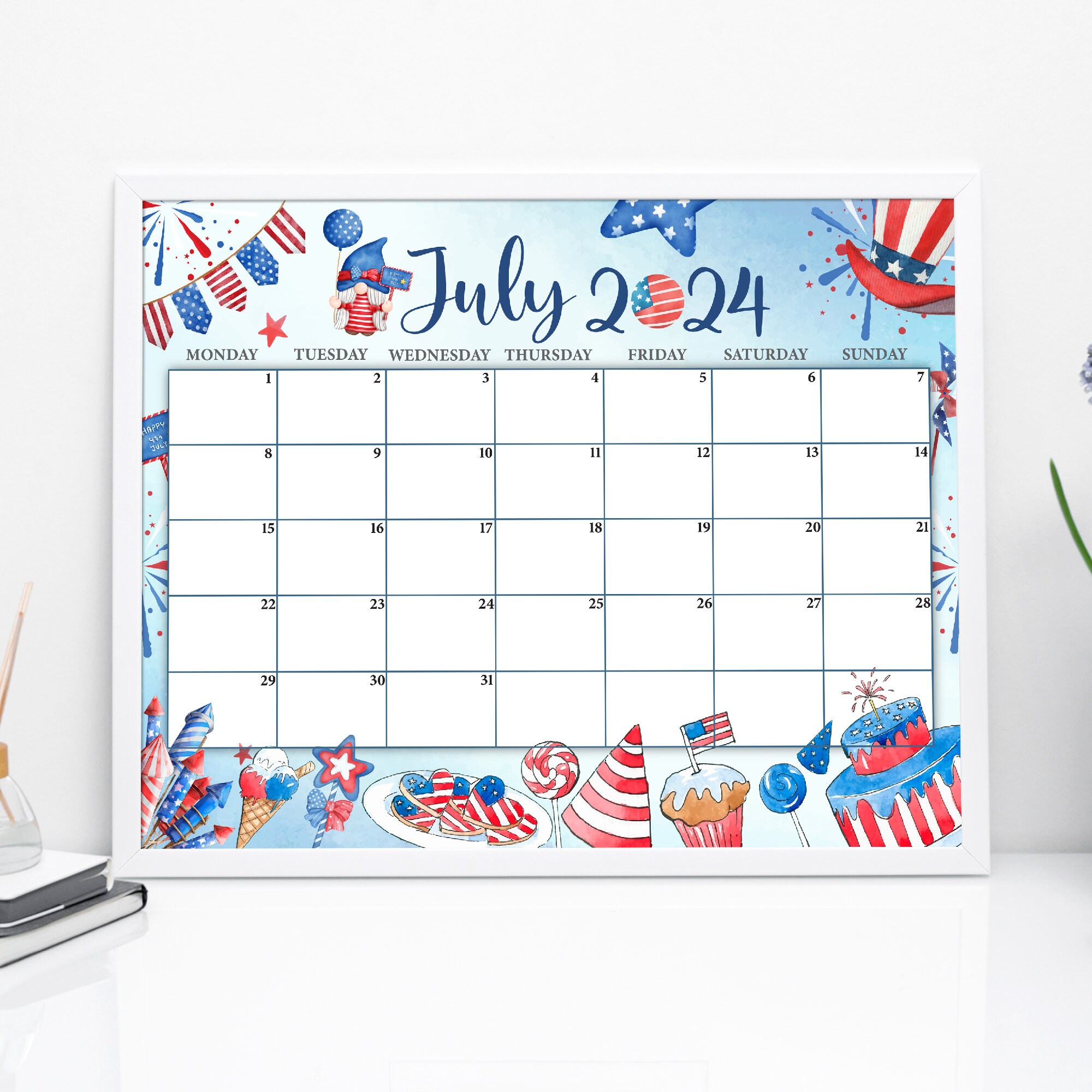 Editable July 2024 Calendar Printable Wall Calendar 2024 Fillable ...