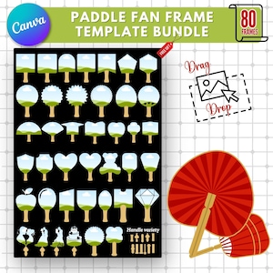 Plantilla de abanico de paletas/Plantilla de Canva editable e imprimible/Abanico de fiesta personalizado/Abanico con forma creativa DIY/Abanico de paletas personalizado/Abanico con forma de estrella