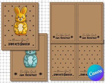 Easter Bunny Gift Template |Printable Easter Greeting |Easter Gift |Bunny Gift Card |Easter Gift Idea |Easter Table Decor |Easter Treat Card