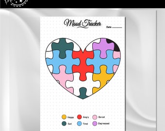 Heart Mood Tracker | A4 Journal Page | Printable Tracker | Daily Tracker | Daily Mood Tracker | Monthly Tracker | Journal Template