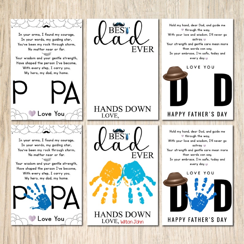 Father's Day Handprint Printable, Handprint Templates, Gift for Dad ...