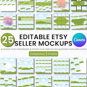 24 Canva Clipart Mockups for Etsy Sellers | Create Etsy Listing Effortlessly | Canva Frame Template | Canva Editable Mockup Bundle | Instant