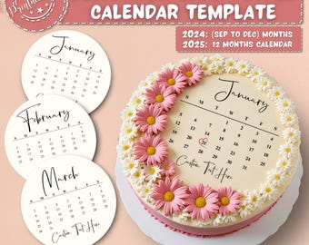 Burn Away Cake Topper Kalender Vorlage: Bearbeitbarer Geburtstagskuchen (Digitaler Download)
