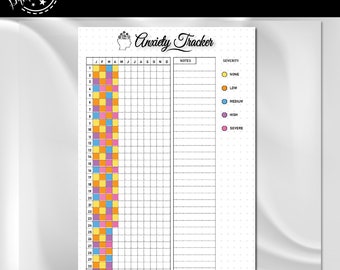 Anxiety Tracker | A4 Journal Page | Printable Tracker | Habit Tracker | Anxiety Journal | Anxiety Worksheet | Mood Tracker