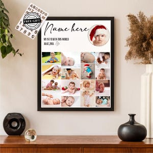 Customizable Birthday Number 1 Photo Collage | Printable Canva Frames Templates | Personalized First Birthday Gift | Photo Poster Template