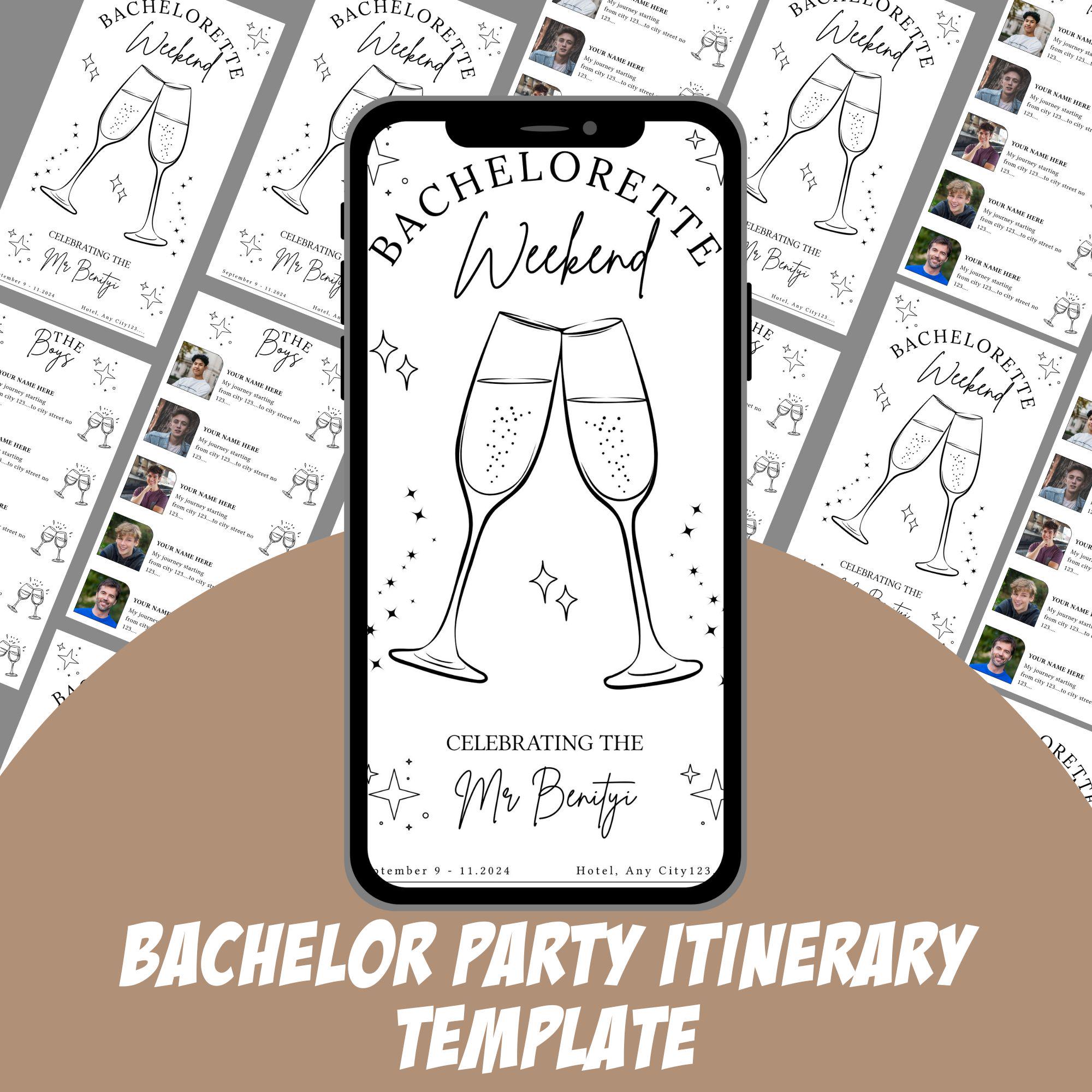 Bachelor Party Itinerary Template Editable Weekend Trip (canva) Etsy