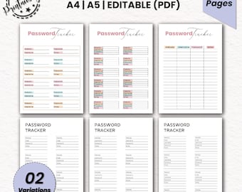 Password Tracker Bundle | Password Log | Password Keeper | Planner templates | Password Organizer | Password List Keeper